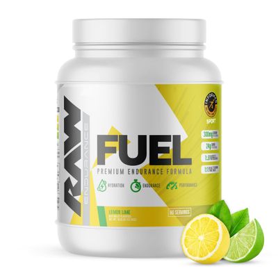 RAW Fuel, Premium Endurance Supplement Powder, Lemon Lime (60 Servings) - Peak Performance, Hydration &amp; Stamina During Workouts, Training or Competition - 24g of Carbohydrates &amp; 300mg of Sodium