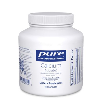 Pure Encapsulations Calcium (Citrate) - Supplement for Bone, Teeth, Colon, and Cardiovascular Health Support* - with Premium Calcium Citrate - 180 Capsules