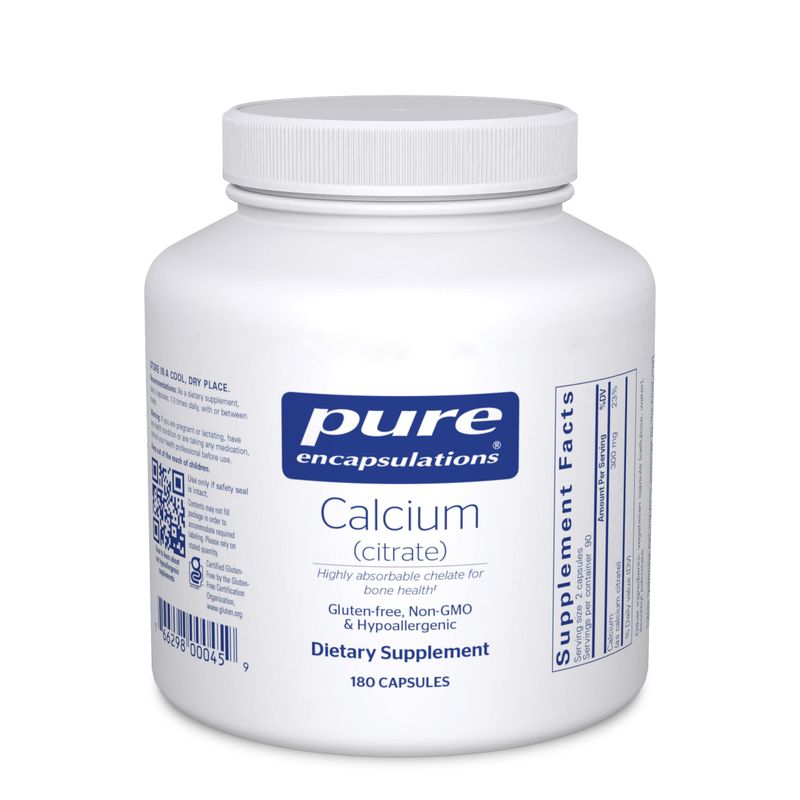 Pure Encapsulations Calcium (Citrate) - Supplement for Bone, Teeth, Colon, and Cardiovascular Health Support* - with Premium Calcium Citrate - 180 Capsules
