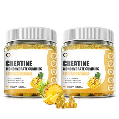 Creatine Monohydrate Gummies 3000mg Muscle Strength for Men&amp;Women, Energy Boost Pre Work Supplement - Pineapple Flavor