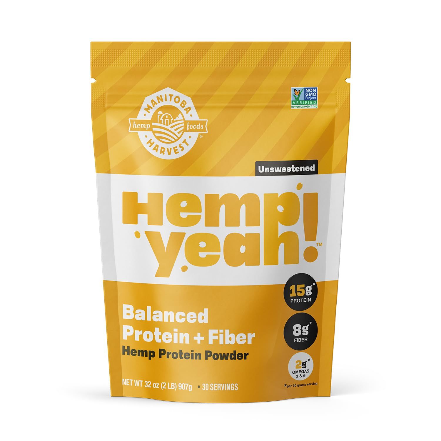 Manitoba Harvest Hemp Yeah! Balanced Protein + Fiber Powder, Unsweetened, Keto Friendly, Preservative Free, Non GMO, 32 Ounce (Pack of 1), Packaging May Vary