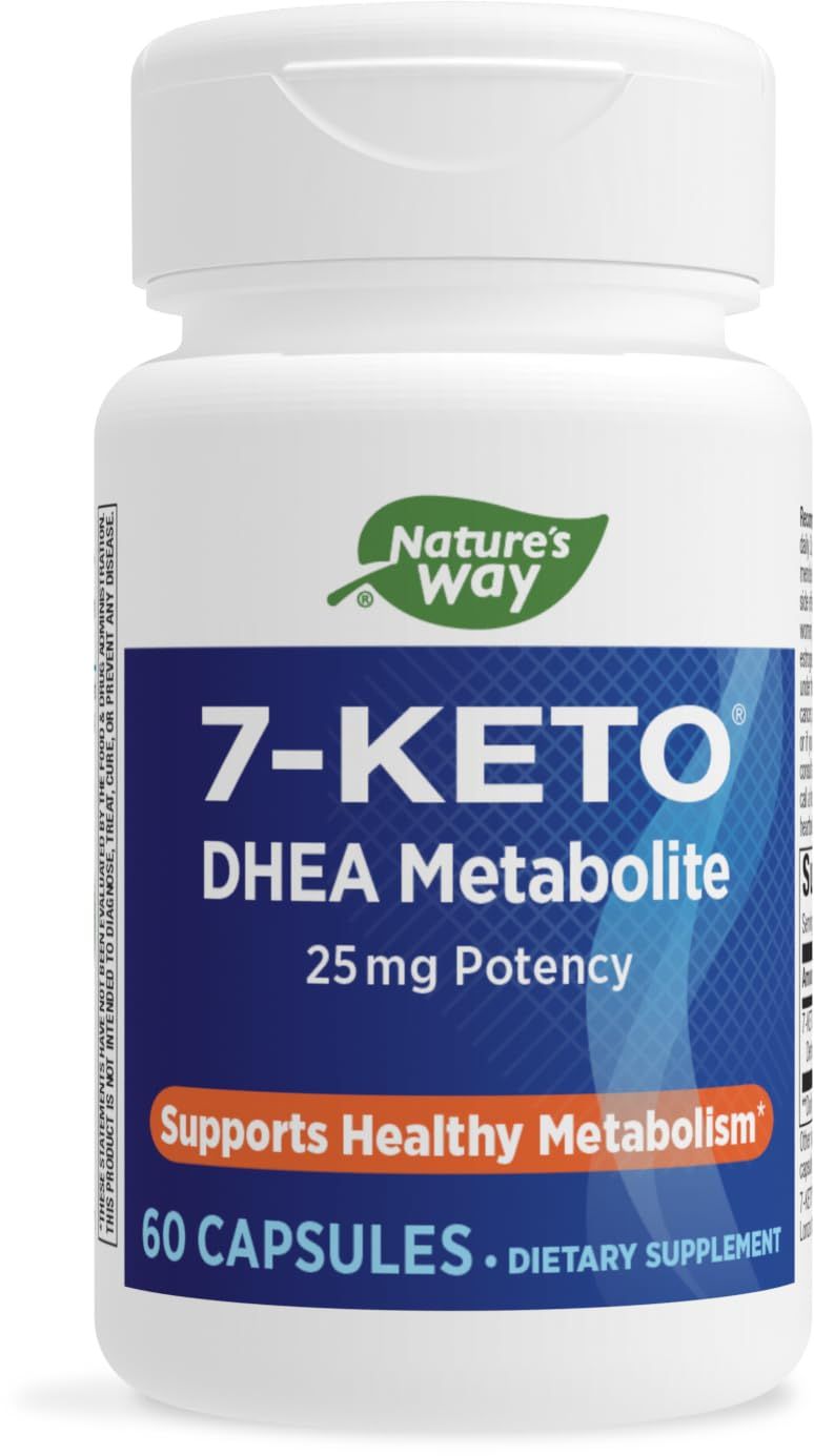 Nature&#39;s Way 7-KETO, DHEA Metabolite, Metabolism Support Supplement*, 25mg Potency Per Serving, 60 Capsules