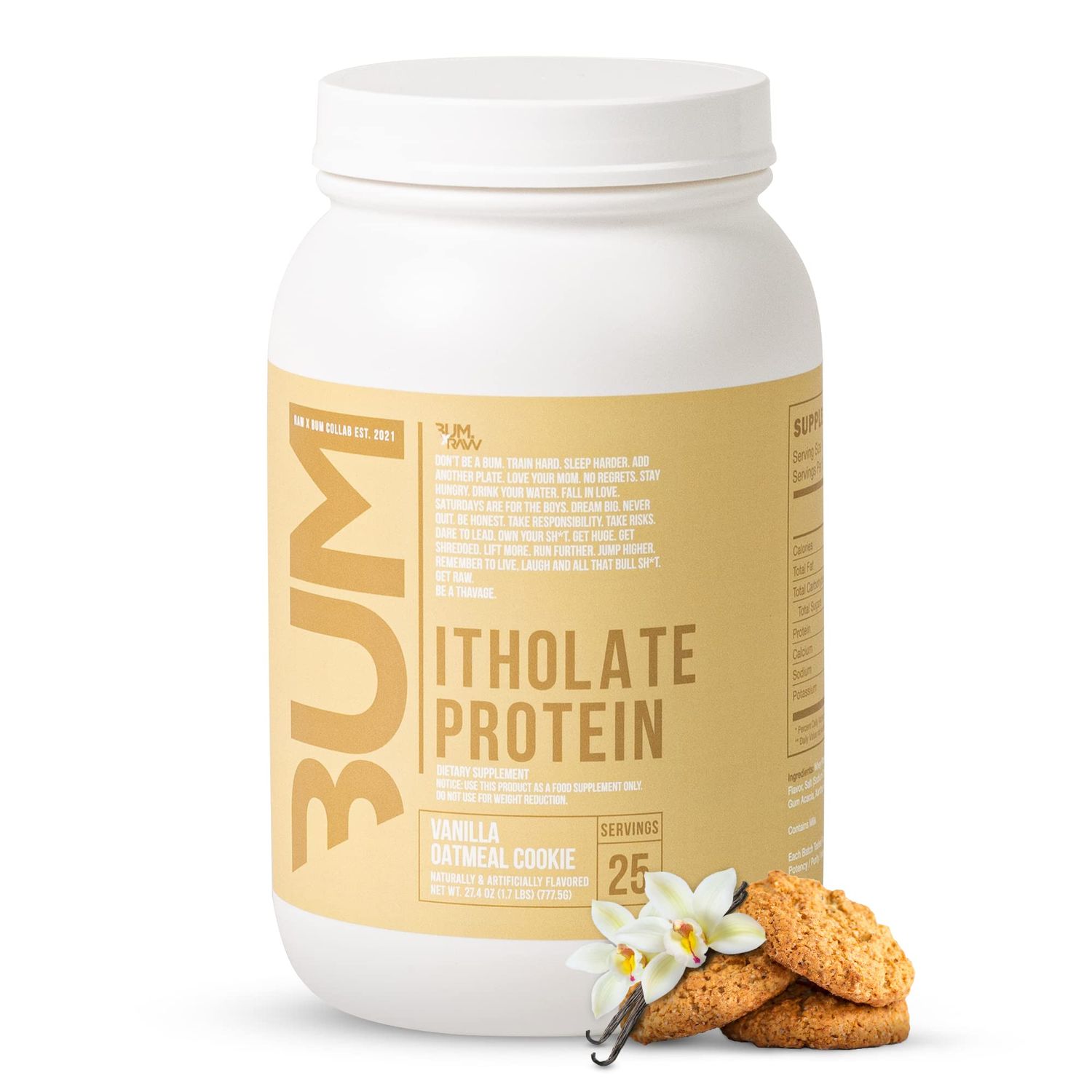 RAW Whey Isolate Protein Powder, Vanilla Oatmeal Cookie (CBUM Itholate Protein) - 100% Grass-Fed Sports Nutrition for Muscle Growth &amp; Recovery - Low-Fat, Low Carb, Naturally Flavored - 25 Servings