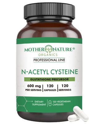Mother Nature N-Acetyl-L-Cysteine, NAC 600 mg for Glutathione Production - Potent Antioxidant for Liver &amp; Immune Support, Respiratory and Heart Health, 120 Capsules