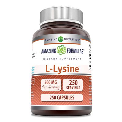 Amazing Formulas L-Lysine 500mg 250 Capsules Amino Acid Supplement | Non-GMO | Gluten Free | Made in USA