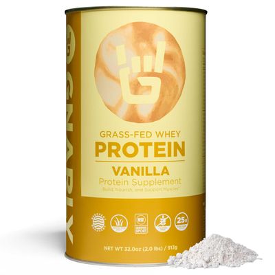 Gnarly Nutrition Vanilla Protein Powder - Grass Fed Whey Protein Powder, NSF Sport Certified, Smooth Taste, Sports Nutrition, Muscle Repair, 25g Protein - Vanilla, 32 Oz