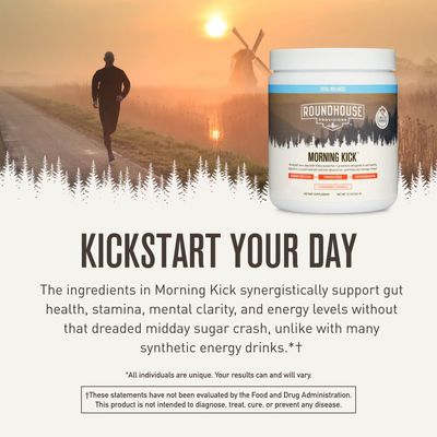 ROUNDHOUSE PROVISION Morning Kick, Greens Superfood Powder Supplement with Ashwaganda, Collagen, Probiotics, Supports Energy Levels, 30 Servings (Strawberry Lemonade) by Chuck Norris