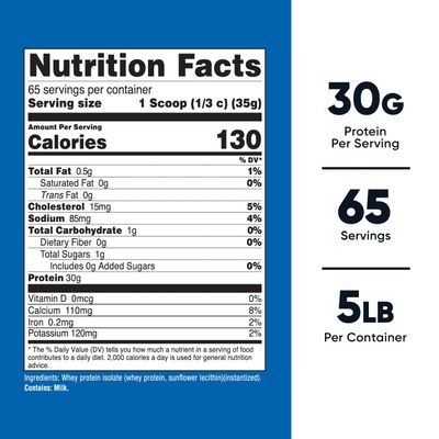 Nutricost Whey Protein Isolate (Unflavored) 5LBS