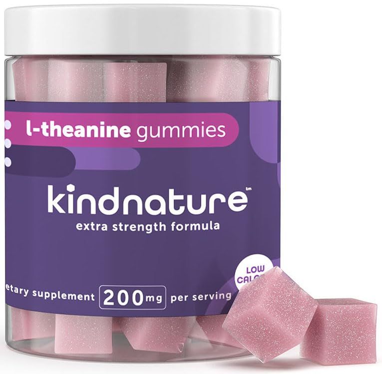 Kind Nature L-Theanine Gummies for Kids &amp; Adults - Vegan Low Calorie L-Theanine 200mg Chewable L-Theanine Gummy