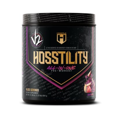 HOSSTILE Hosstility V2 Pre Workout, All-in-One Pre Workout Powder for Men and Women, Enhance Muscle Pump, Increase Energy, Boost Strength, Sharpen Focus, Grape Apple, 40/20 Servings