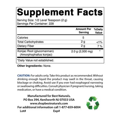 Best Naturals 2 Pack Konjac Glucomannan Root 1 Pound - 2000 mg per Serving - (Total 2 Pound)