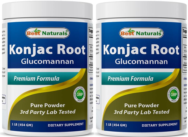 Best Naturals 2 Pack Konjac Glucomannan Root 1 Pound - 2000 mg per Serving - (Total 2 Pound)
