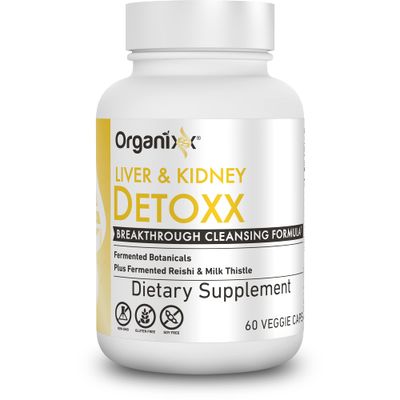 Organixx Kidney &amp; Liver Support Cleanse Supplement, Milk Thistle Reishi Herbal Formula For Digestive Health, Kidney &amp; Liver Health, Sleep &amp; Energy Support, Gluten Free, Non GMO, 60 Vegetarian Capsules