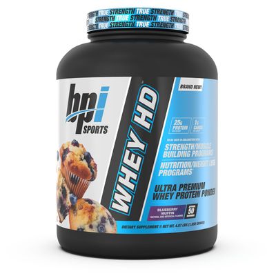 BPI Sports Whey HD Ultra Premium Protein Powder, Blueberry Muffin, 4.1 Pound