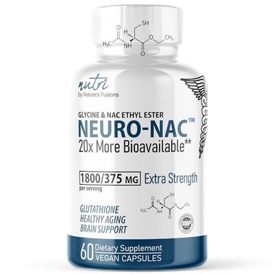 Neuro NAC Supplement 375mg Extra Strength with 1800mg Glycine - N-Acetyl Cysteine Ethyl Ester - 20x More Bioavailable Than NAC 600 mg - Boost Glutathione 10x More Than Liposomal Glutathione - NACET