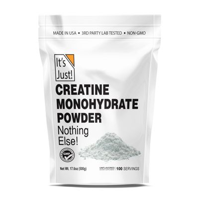 It&#39;s Just! - Creatine Monohydrate Powder, Pure Creatine Powder, Made in USA, 3rd Party Lab Tested, 5g Per Serving, Scoop Included, No Fillers, No Added Flavor (Unflavored, 500g / 100 Servings)