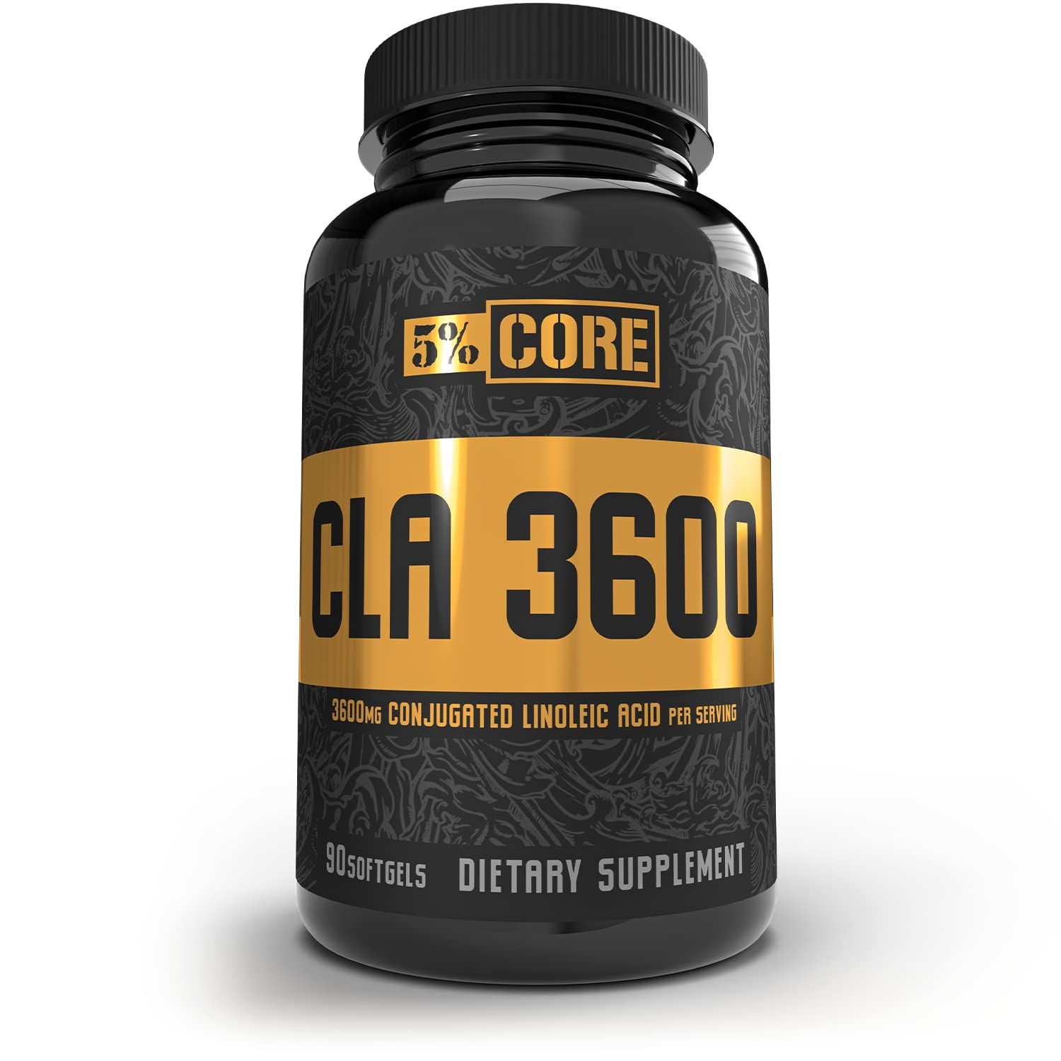 5% Nutrition Core CLA Supplement for Weight Loss, Metabolism Support &amp; Muscle Preservation | 3,600 mg of Conjugated Linoleic Acid from 4,500 mg of Safflower Oil (30 Servings / 90 Softgels)
