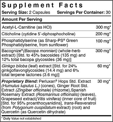 Patient One NeuroOne | Supplement to Support Memory, Cognition, Mood and Focus* | with Citicoline, Acetyl-L-Carnitine, Gingko and More | 60 Capsules
