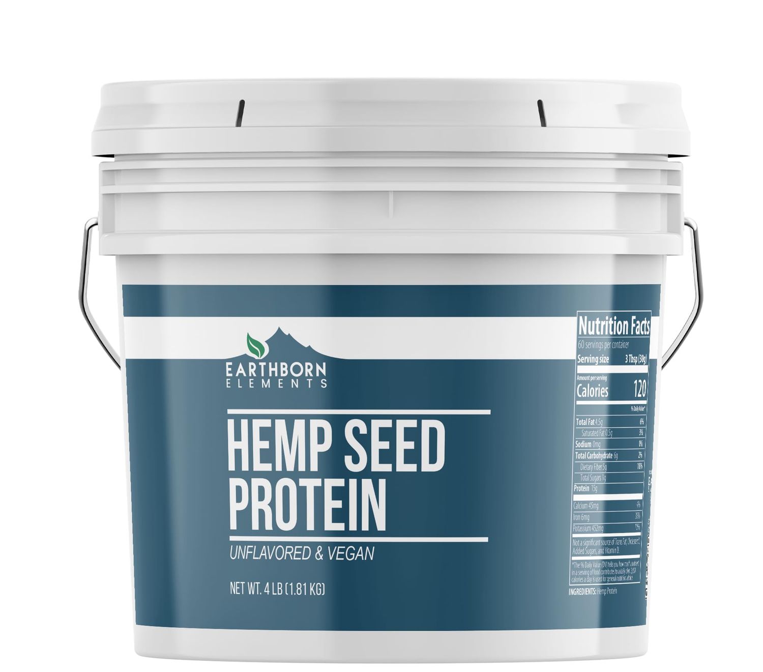 Earthborn Elements Hemp Seed Protein 1 Gallon Bucket, Smoothies &amp; Shakes, Vegan