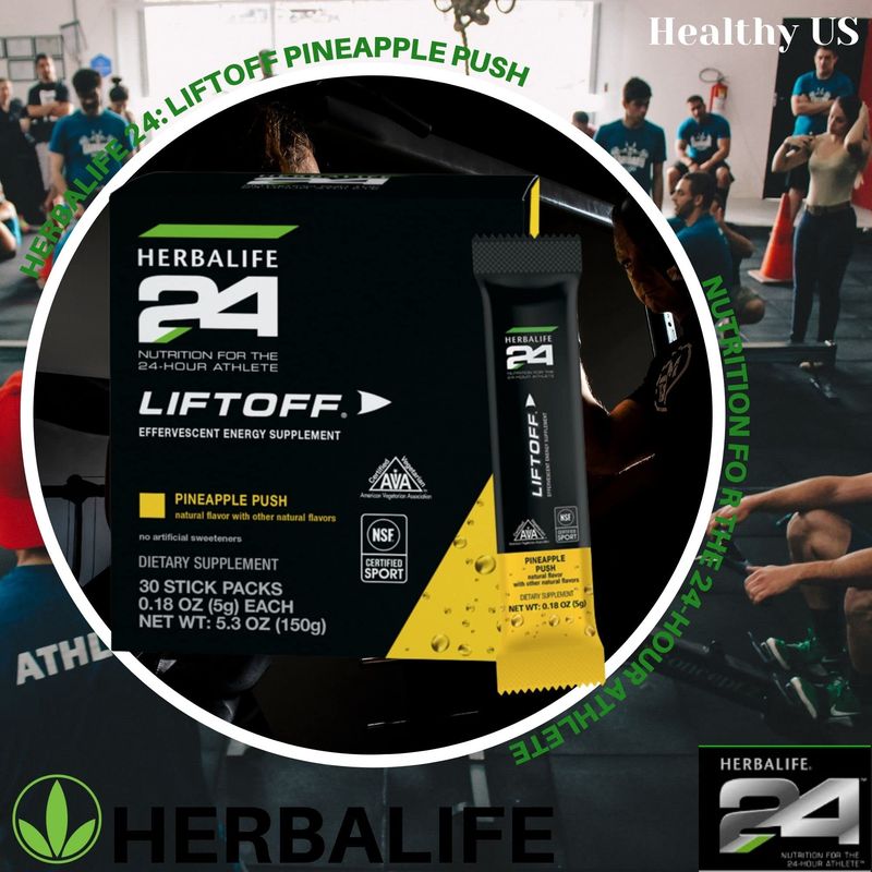 HERBALIFE24 Liftoff: Pineapple Push (30 Stick Packs) Nutrition for The 24-Hour Athlete, Energy Supplement, Natural Flavor with Other Natural Flavors, Certified for Sport, Certified Vegetarian