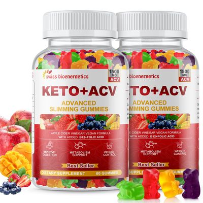 (2 Pack) Keto Apple Cider Vinegar Gummies, Keto ACV Gummy Diet Supplement, Advanced 1500mg ACV Gummies with Folate, B12B6 and Keto Support for Women Men, Gelatin- Free, Vegan &amp; Non-GMO (Multi-Flavor)