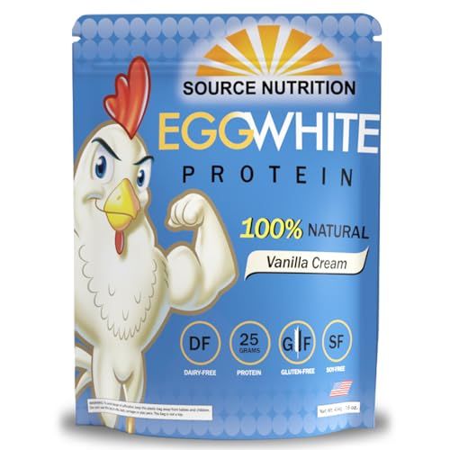 TradeKing 1 lb Egg White Protein Powder by Source Nutrition - 25 Grams Protein, Build Lean Muscle, Dairy Free - Vanilla Cream