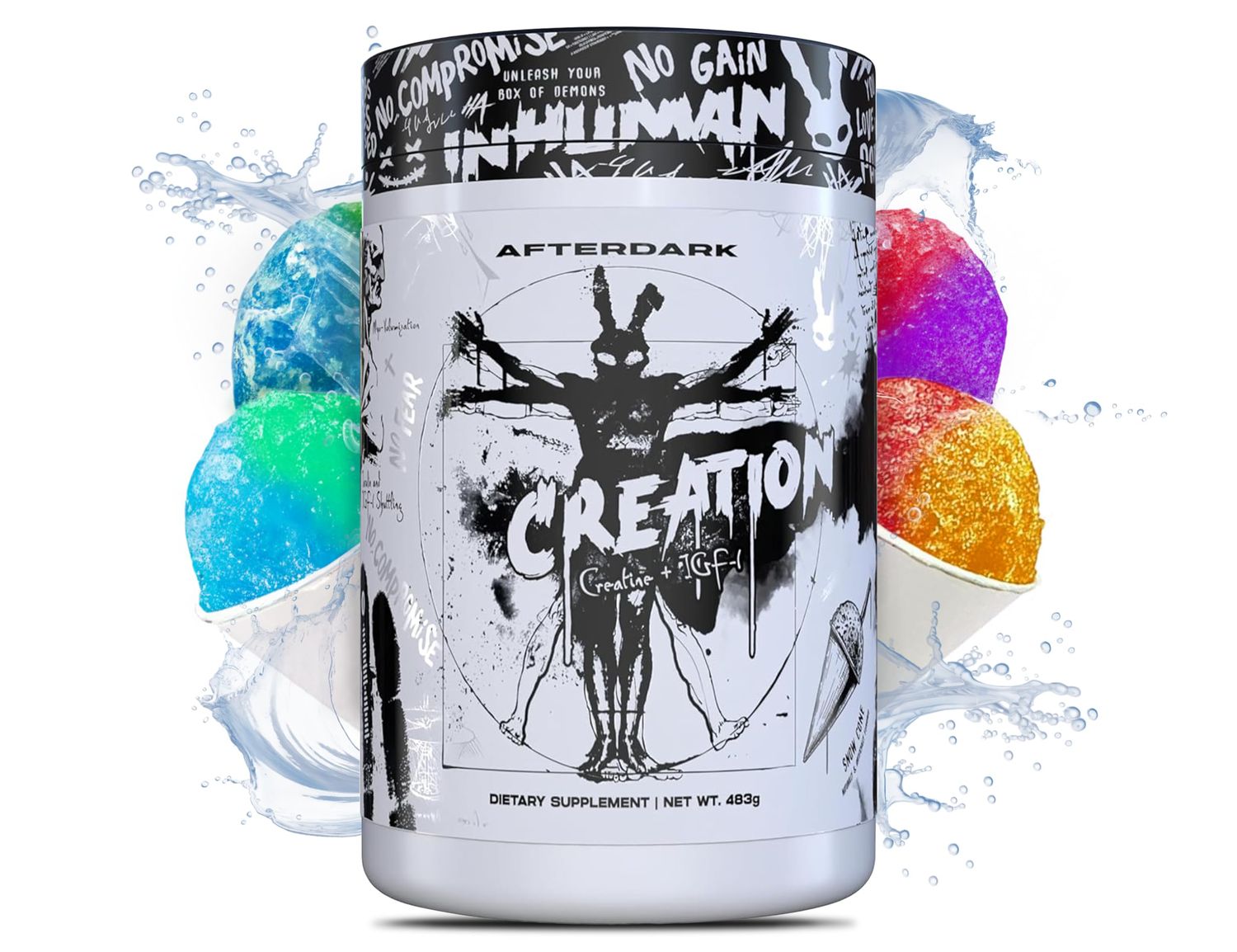 AfterDark Supplements Creation Creatine Monohydrate Powder, 10000mg Creatine Matrix Blend, Promotes Power, Endurance &amp; Muscle Growth, GMP Certified, USA Made, 21 Servings, Snow Cone