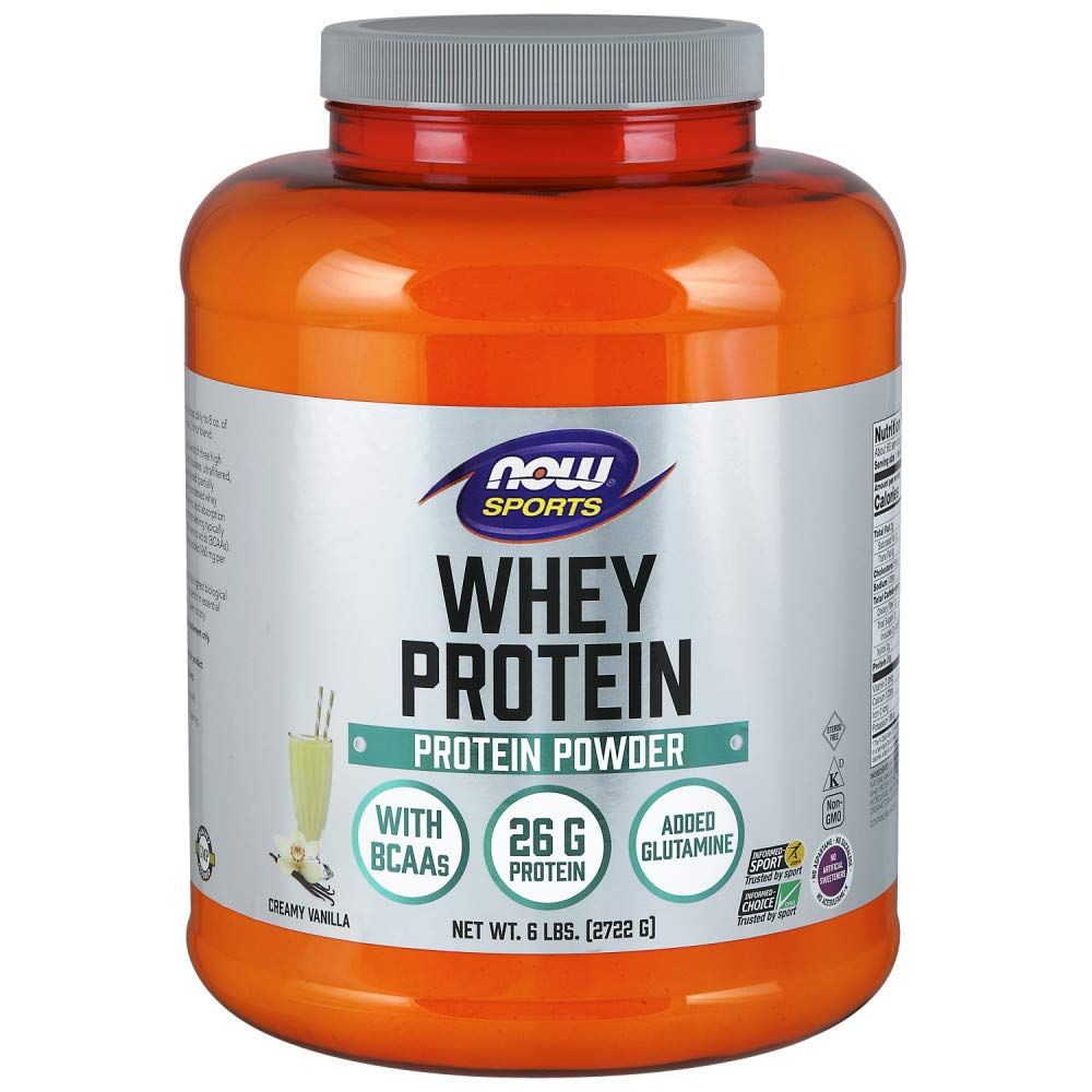NOW Sports Nutrition, Whey Protein, 26 g With BCAAs, Creamy Vanilla Powder, 6-Pound