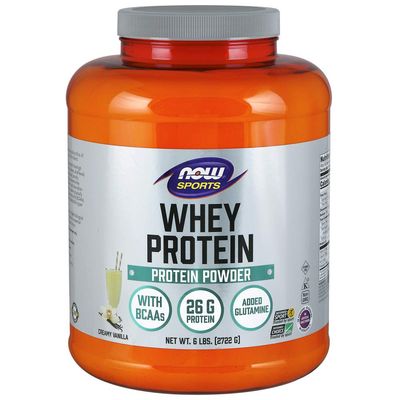 NOW Sports Nutrition, Whey Protein, 26 g With BCAAs, Creamy Vanilla Powder, 6-Pound
