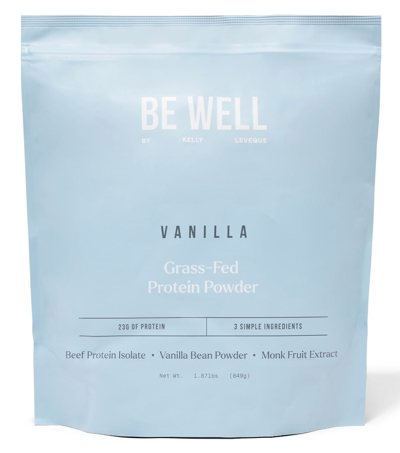Be Well by Kelly Vanilla Grass-Fed Beef Protein Powder, 23G of Protein &amp; Zero Carbs (3 Ingredients, 30 Servings) 9 Amino Acids + 3 BCAAs No Soy, No Dairy, Stevia-Free, No Sugar Added 1.87lb 849g
