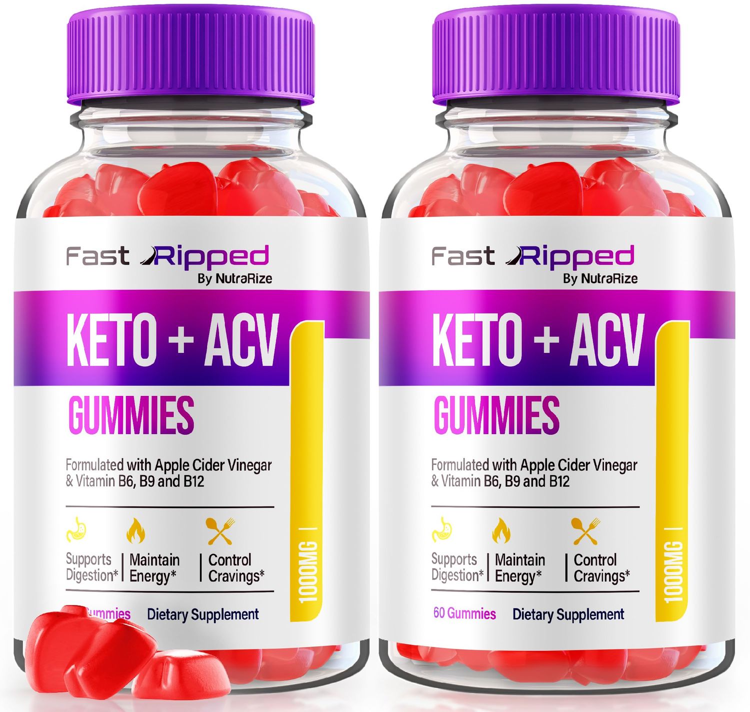 (2 Pack) Fast Ripped Keto Gummies, Fast Ripped Keto + ACV Advanced Formula, Keto ACV Apple Cider Vinegar, 1000MG Vitamins Supplement, Maximum Strength Gummy Reviews (120 Gummies)