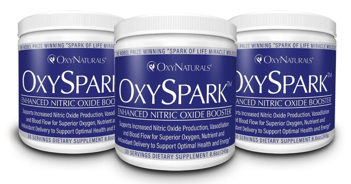OxySpark - Nitric Oxide Supplement for Blood Pressure Support, Heart Health, Energy Boost, Circulation, and More (30 Servings)- 90 Servings, 3 Bottles