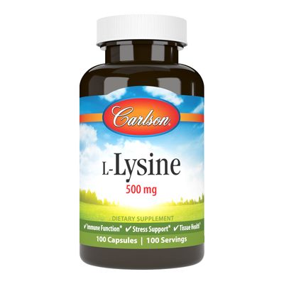 Carlson Labs L-Lysine, 500mg, 100 Capsules