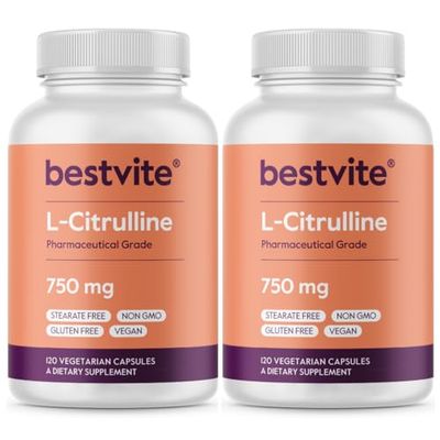 BESTVITE L-Citrulline 750mg per Capsule (240 Vegetarian Capsules) (120 x 2) - No Stearates - No Silica - No Fillers - Non GMO - Gluten Free - Vegan