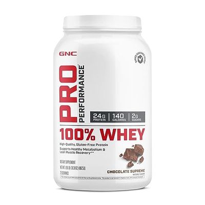 GNC Pro Performance 100% Whey Protein Powder | Supports Healthy Metabolism and Lean Muscle Recovery | Chocolate Supreme | 25 Servings