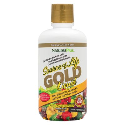 Natures Plus Source of Life Gold Multivitamin Liquid - 30 oz - with Vitamins D3, B12 &amp; K2 - Blood, Bone &amp; Immune Support - Vegetarian &amp; Gluten Free - 30 Servings