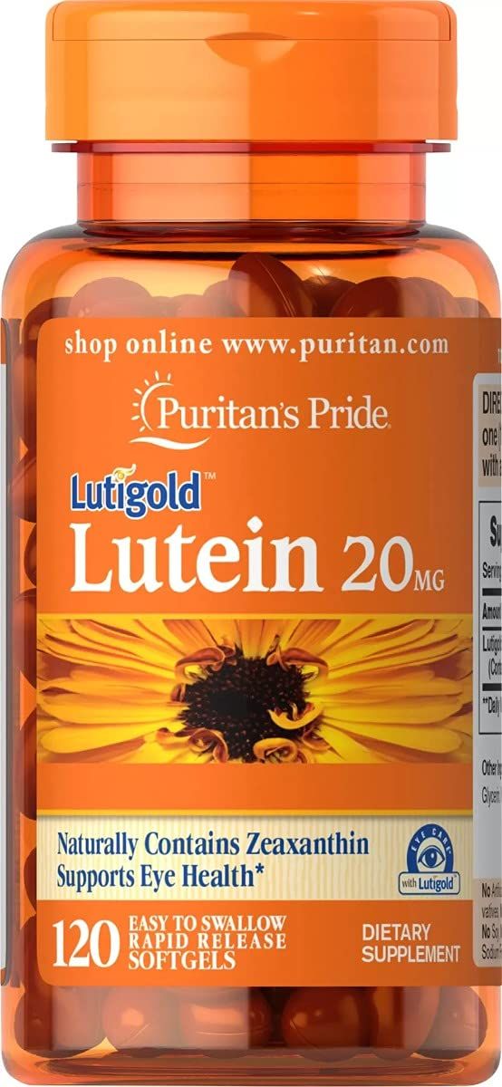 Puritan&#39;s Pride Lutein 20 mg with Zeaxanthin Softgels, Supports Eye Health, 120 Count