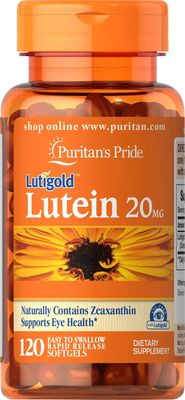 Puritan&#39;s Pride Lutein 20 mg with Zeaxanthin Softgels, Supports Eye Health, 120 Count