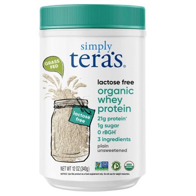 Simply tera&#39;s Lactose Free Organic Whey Protein - Unflavored Protein Powder, Plain Tasteless Protein Powder with 21g of Protein Per Serving, Non-GMO, Gluten-Free, rBGH-Free, Kosher, Organic - 12 Oz
