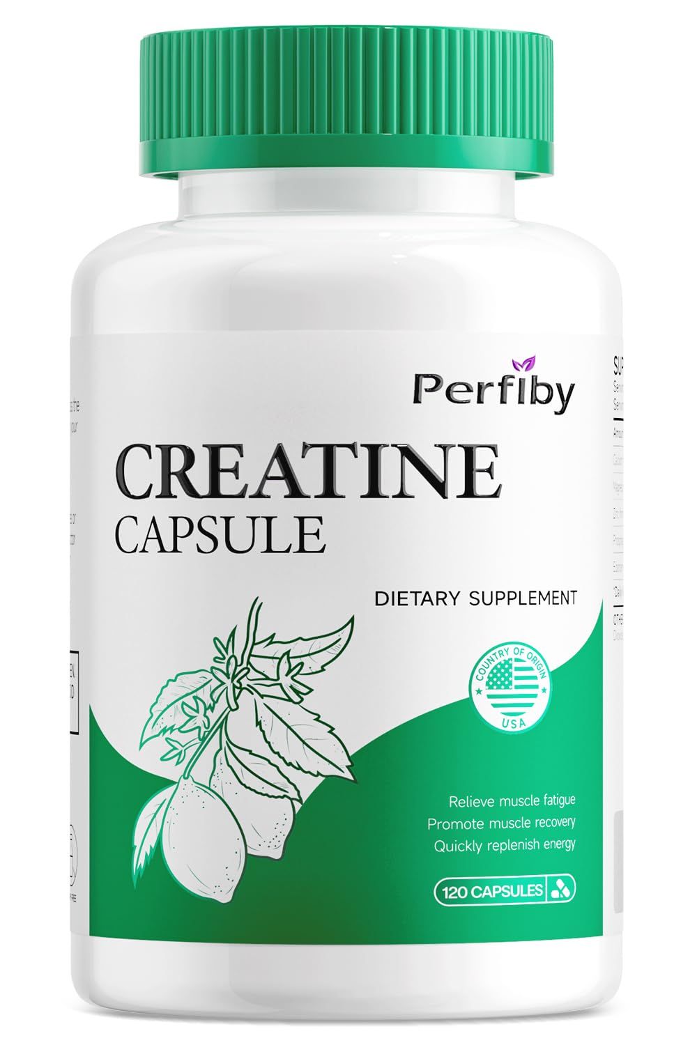 Perfiby Creatine Hydrochloride with Elderberry - Pre &amp; Post Workout Supplement for Muscle Growth &amp; Recovery, Boost Vitality and antioxidant, 120 Capsules, 60-Day Supply