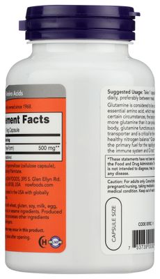 Now Foods Glutamine 500mg Capsules, 120 CT