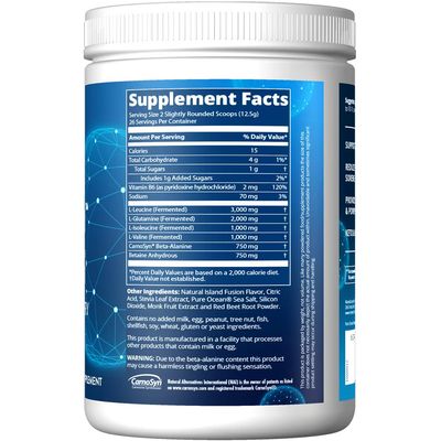 MRM Nutrition Reload BCAA+G Post-Workout Recovery| Island Fusion Flavored| 9.6g Amino Acids| with CarnoSyn| Muscle Recovery| Keto Friendly| 26 Servings