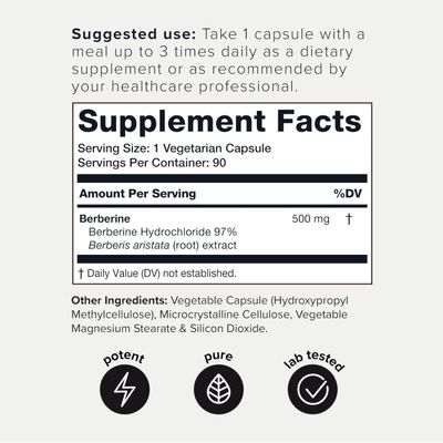 Toniiq Ultra High Strength Berberine HCl 500mg from The Himalayas - Berberine Supplement - 97% Tested Purity Extract - Wild Harvested - Concentrated Berberine 500mg Supplements -90 Veggie Capsules