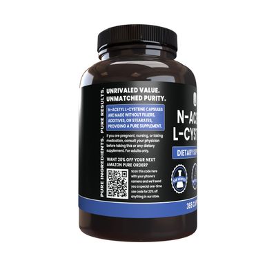 PURE ORIGINAL INGREDIENTS N-Acetyl L-Cysteine (365 Capsules) No Magnesium Or Rice Fillers, Always Pure, Lab Verified