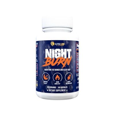 ALPHA LION Night Burn, Metabolism Booster for Weight Loss, Less Body Fat, More Muscle, Promotes Lean Body, Calorie Burning Supplement, Relax Better, Promote Healthy Cortisol (60 Capsules)
