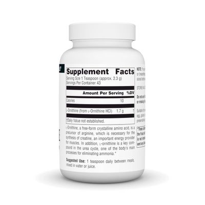 Source Naturals L-Ornithine Free Form Amino Acid Powder Supplement for Muscle Support* - 100 Grams