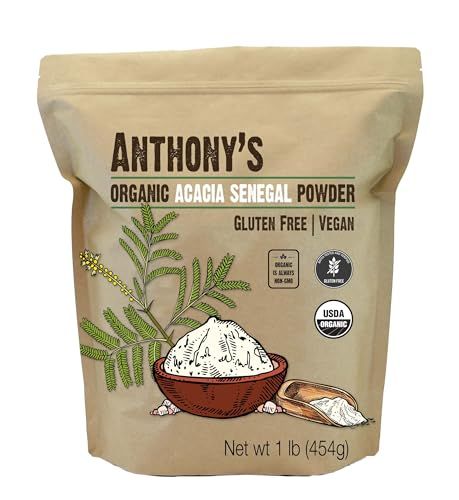 Anthony&#39;s Organic Acacia Senegal Powder, 1 lb, Batch Tested Gluten Free, Non GMO, Soluble Fiber, Prebiotic