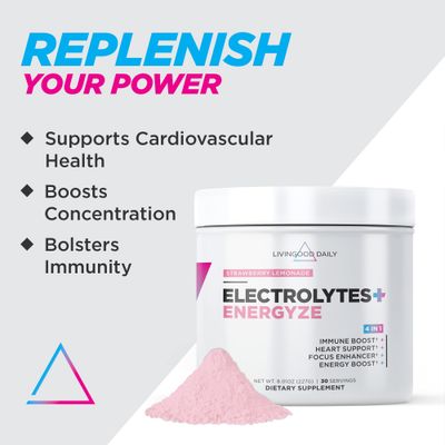 Livingood Daily Electrolytes Powder No Sugar - Keto Electrolytes Hydration Powder with Vitamin C, Taurine, D-Ribose &amp; FOS - Sugar Free Electrolyte Drink Mix - 30 Servings, Strawberry Lemonade