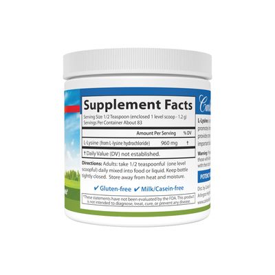 Carlson - L-Lysine Powder, Free-Form Amino Acid, 960 mg, Supports Healthy Tissue &amp; Muscle Development, 3.53 oz (100 g)