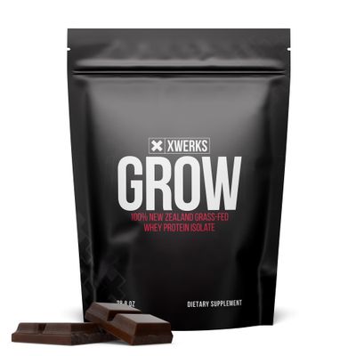 Xwerks Grow 100% New Zealand Grass-Fed Whey Protein - 25g of Pure Isolate Protein Powder (30 Servings) All-Natural, Paleo &amp; Keto-Friendly, Soy &amp; Gluten-Free, and Easy to Digest (Chocolate)